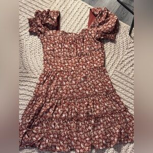 Trixxi Red and White Smocked Dress